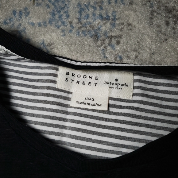 Kate Spade Broome Street Striped Back Peplum Tee Size Small - Picture 2 of 4